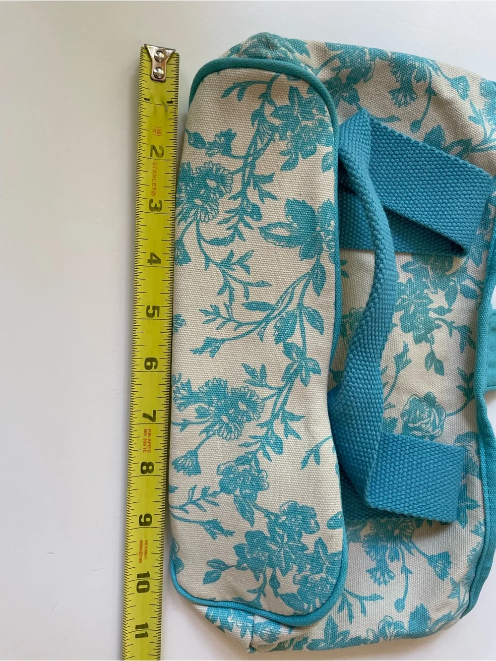Canvas Floral Tote Bag in Teal
